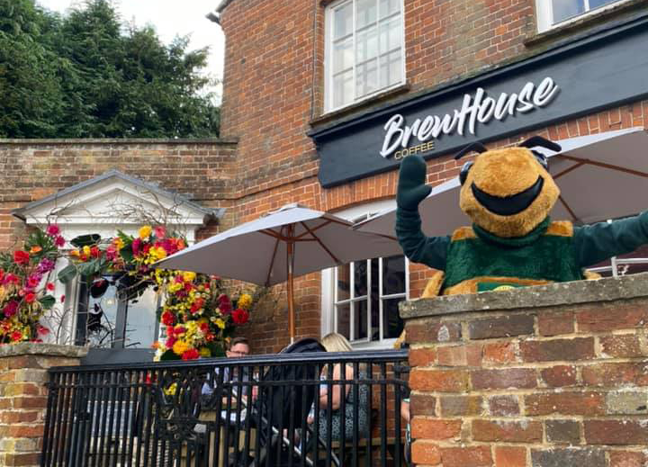 Billy Bee at The Brewhouse Coffee Shop Wheathampstead - promoting our Buy It Locally campaign